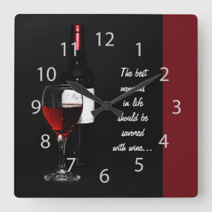 Horloge Carrée red wine glass and botton