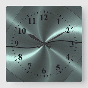 Horloge Carrée Regard argenté en métal d'acier inoxydable