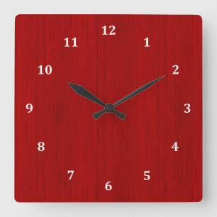 Horloge Carrée Regard du bois en bambou rouge marron de grain