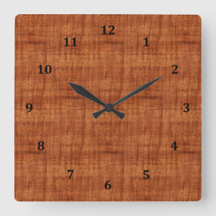 Horloge Carrée Regarder le grain de bois d'Acacia curé