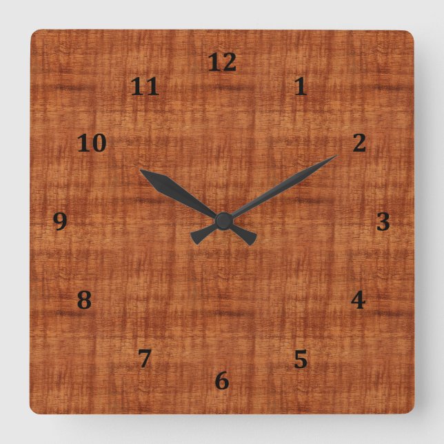 Horloge Carrée Regarder le grain de bois d'Acacia curé (Recto)