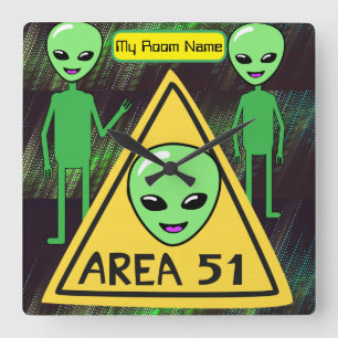 Horloge Carrée Région 51 Aliens bienvenue à Roswell Nouveau-Mexiq