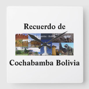 Horloge Carrée Reloj recuerdo de Cochabamba Bolivie