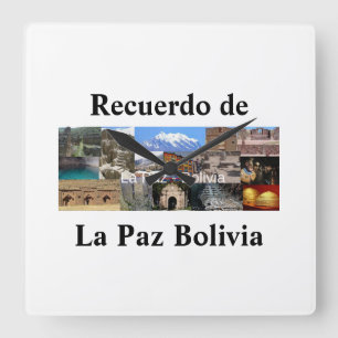 Horloge Carrée Reloj recuerdo de laine Paix Bolivie