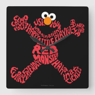 Horloge Carrée Remplissage Motif Elmo