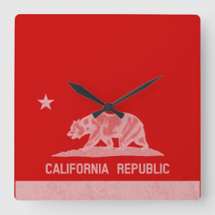 Horloge Carrée République de Californie (blanc)