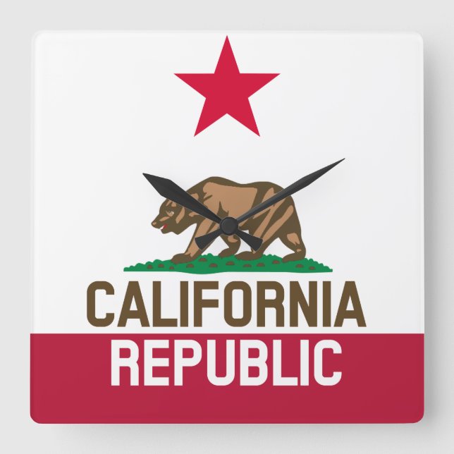 Horloge Carrée RÉPUBLIQUE DE CALIFORNIE Drapeau Drapeau Drapeau D (Recto)