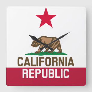 Horloge Carrée RÉPUBLIQUE DE CALIFORNIE Drapeau Drapeau Drapeau D