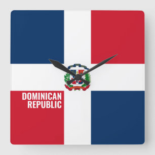 Horloge Carrée République Dominicaine Drapeau éblouissant patriot