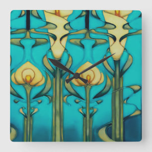 Horloge Carrée Retro, Art nouveau, Art design, vintage, Art du ve