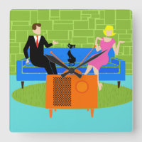 Rétro couple Cat Acrylic Wall Clock