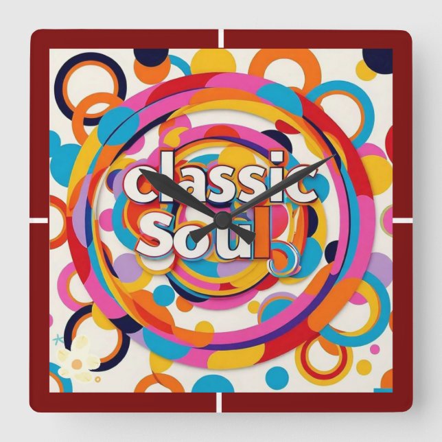 Horloge Carrée "Retro Rhythms" (Recto)