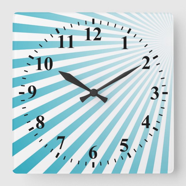 Horloge Carrée Retro Sky Blue Sun Ray (Recto)