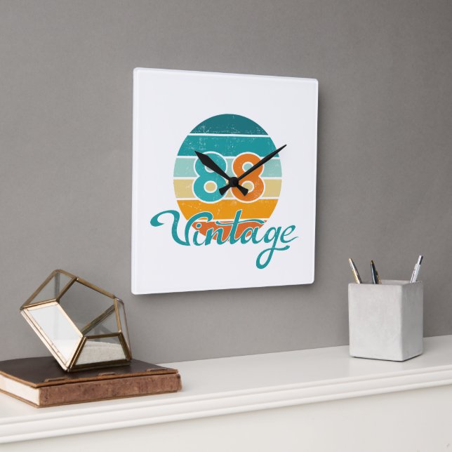 Horloge Carrée Retro Sunset 88 Vintage Distressed (Bureau)