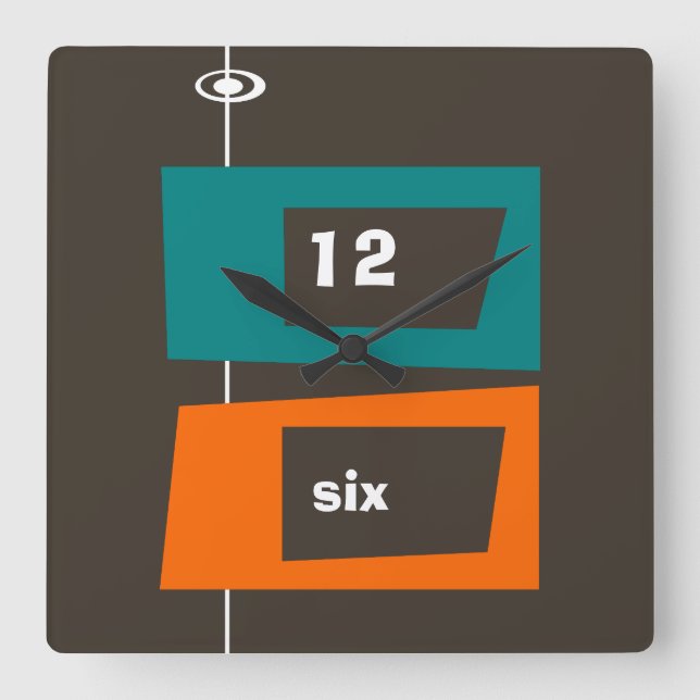 Horloge Carrée Retro Wall Clock - Changeable Background Color ! (Recto)