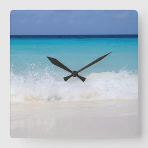 Horloge Carrée Rêve de plage de l'océan Caraïbes 6