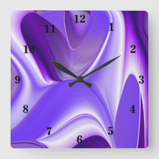 Horloge Carrée Rêves arc-en-ciel à fleurs violettes