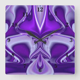 Horloge Carrée Rêves arc-en-ciel à fleurs violettes
