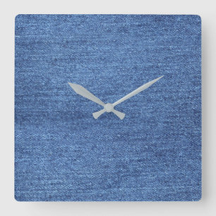 Horloge Carrée Revêtement bleu blanc Denim - Regarder l'image