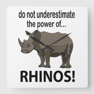 Horloge Carrée Rhinocéros Animal Drôle Rhinocéros