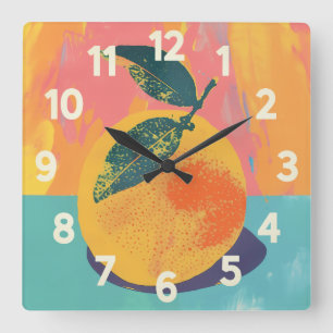 Horloge Carrée Risographe orange