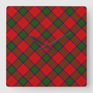 Horloge Carrée Robertson tartson rouge vert plaid