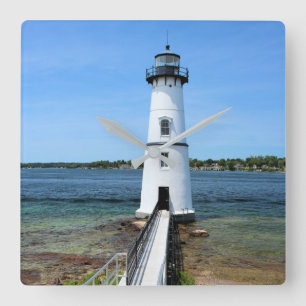 Horloge Carrée Rock Island Lighthouse, New York Wall Clock