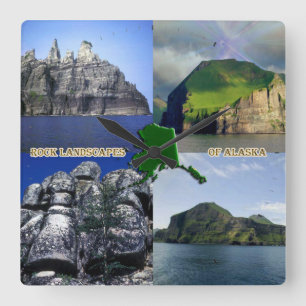 Horloge Carrée Rock Landscapes of Alaska Collage