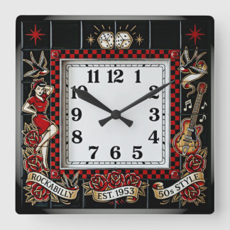 Horloge Carrée Rockabilly