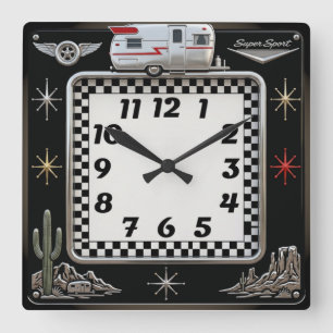 Horloge Carrée Rockabilly