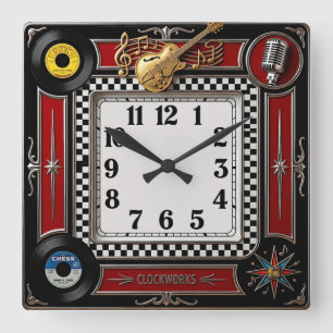 Horloge Carrée Rockabilly