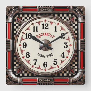 Horloge Carrée Rockabilly
