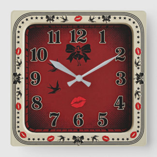 Horloge Carrée Rockabilly