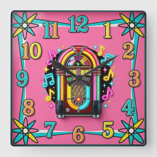 Horloge Carrée Rockabilly