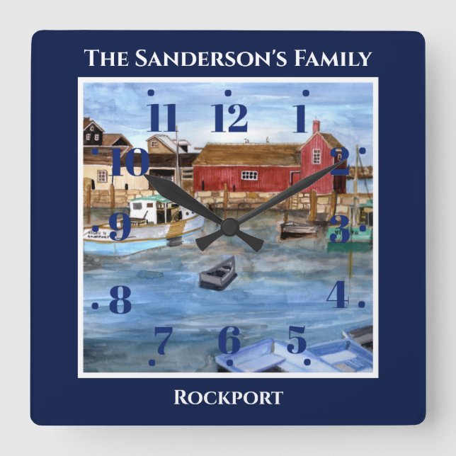 Horloge Carrée Rockport Harbour Massachusetts Nouvelle-Angleterre (Recto)