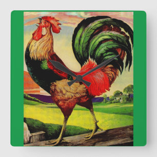 Horloge Carrée Rocky the Handsome Rooster