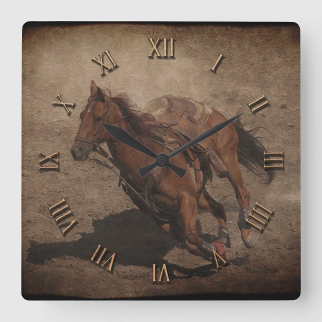 Horloge Carrée Rodeo Horse (Recto)