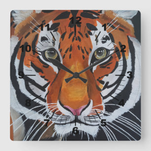 Horloge Carrée Roi de la jungle Peinture par Alfred Fox