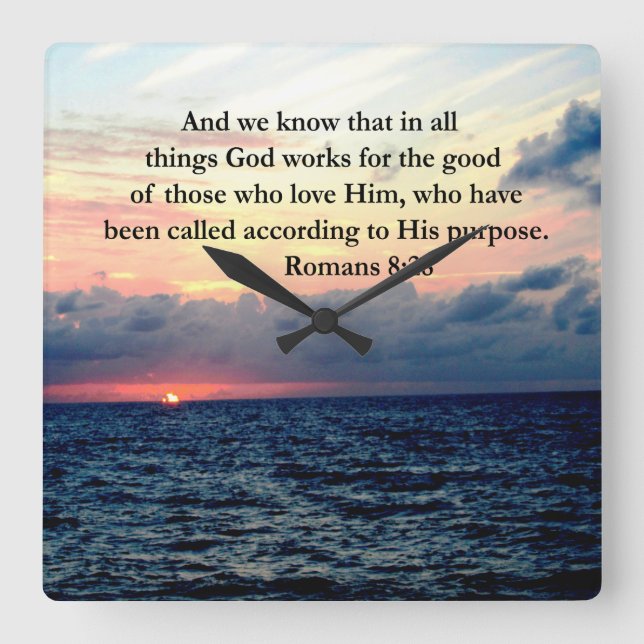 HORLOGE CARRÉE ROMAINS 8:28 FOI (Recto)