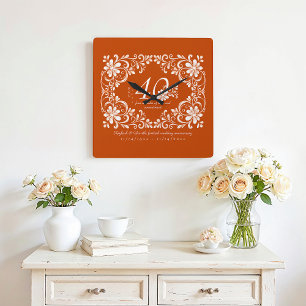 Horloge Carrée Romantique brûlé Orange Décennie 40 Anniversaire F