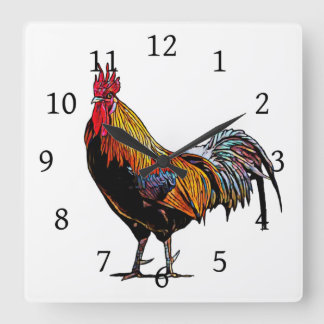 Horloge Carrée Rooster coloré