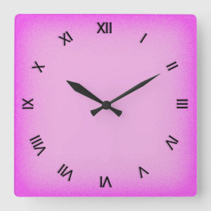 Horloge Carrée Rose avec chiffres romains
