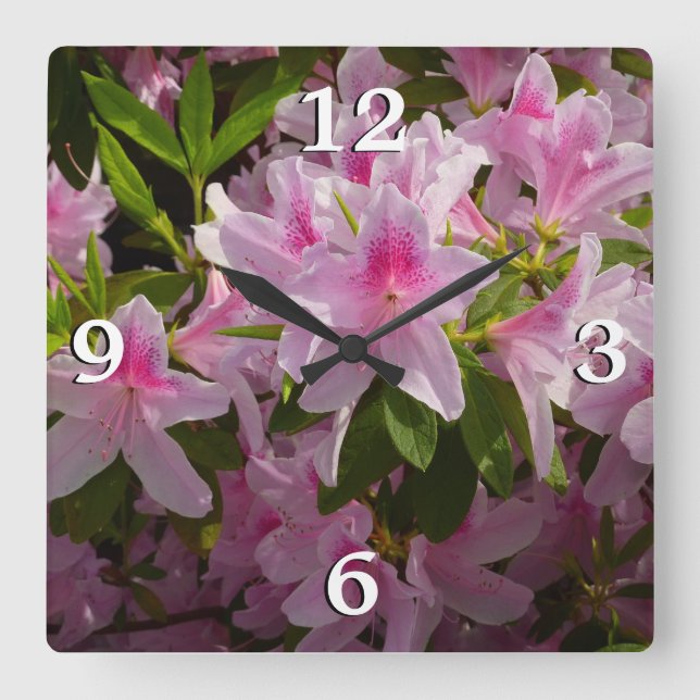 Horloge Carrée Rose Azalea Bush printemps floral (Recto)