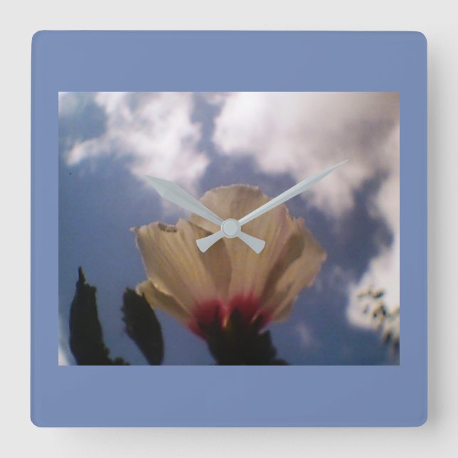 Horloge Carrée Rose bleue (Recto)