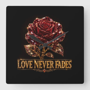 Horloge Carrée Rose Cristal Rubis – L'amour ne se démode jamais