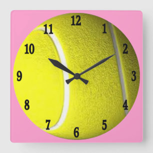Horloge Carrée Rose de balle de tennis