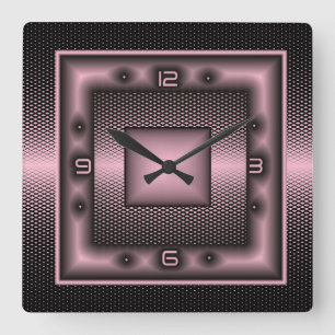 Horloge Carrée Rose et noir élégant