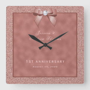 Horloge Carrée Rose Gold & Parties scintillant élégante 1er Maria