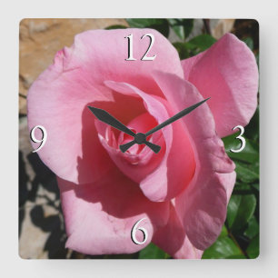 Horloge Carrée Rose III Jardin Floral