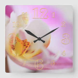 Horloge Carrée Rose Orchid Macro Wall Clock